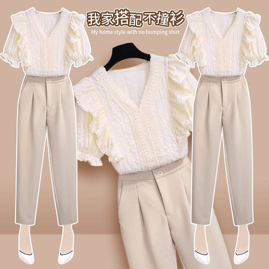 Professional suit women's summer 2023 new small man wears a complete set of temperament, fashion, foreign style and fashionable two-piece suit
