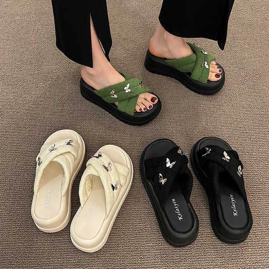 Summer slippers women's outer wear 2023 new net red thick bottom increased flip flops niche high-end non-slip sandals and slippers