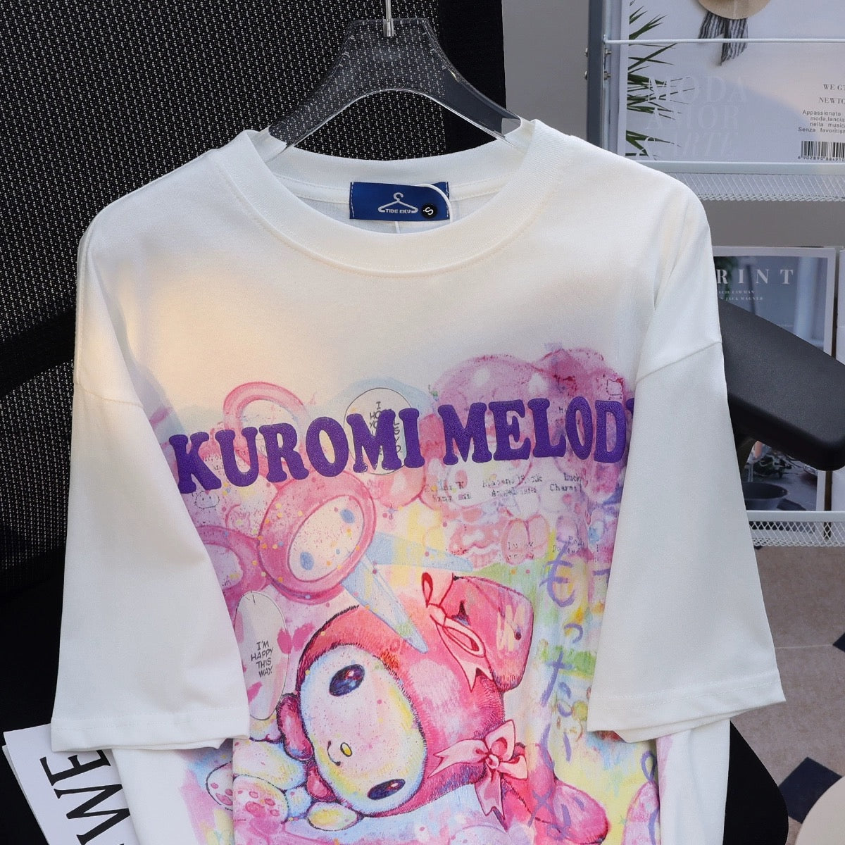 JWNEED magic Melody couple dress T-shirt female summer loose American oversize high street short-sleeved top