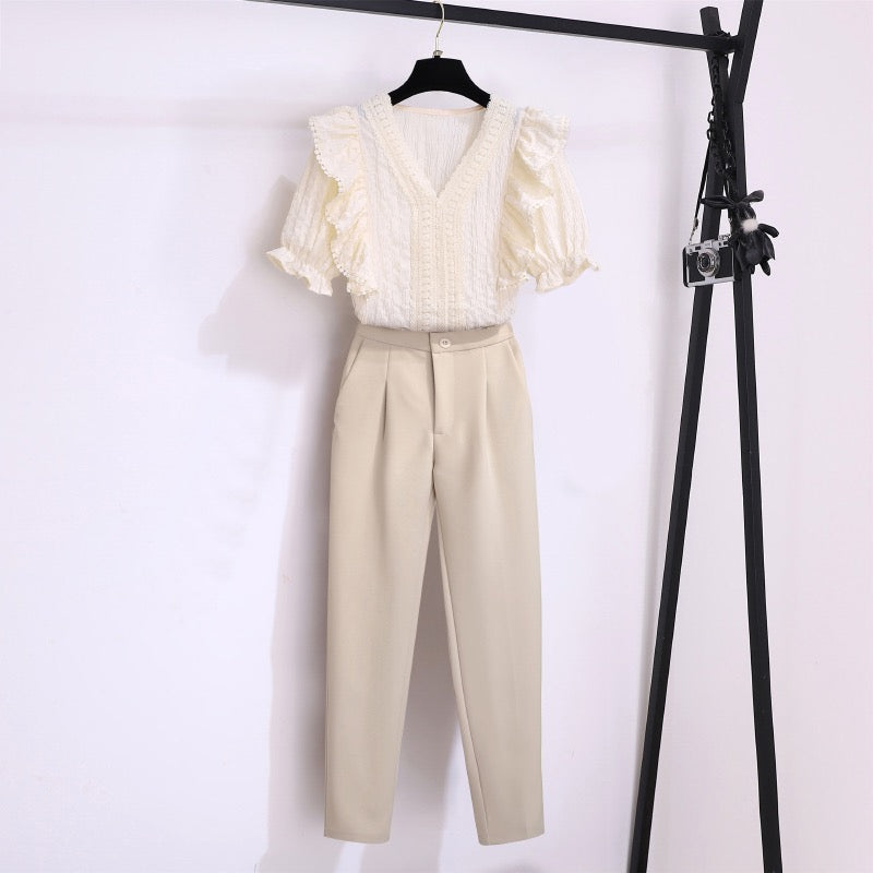 Professional suit women's summer 2023 new small man wears a complete set of temperament, fashion, foreign style and fashionable two-piece suit