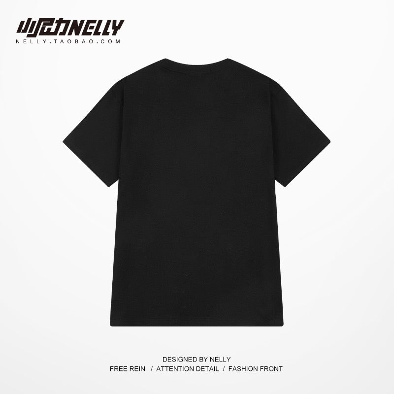 American retro ins tide brand cartoon short-sleeved t-shirt boys summer loose hip-hop high street couple outfit half-sleeved T-shirt