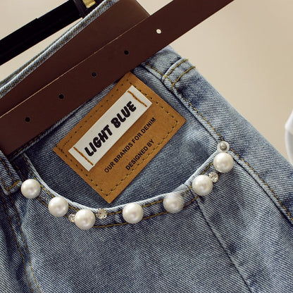 Small people wear a complete set of fashion suit skirt half-length denim skirt new short-sleeved top two-piece summer female