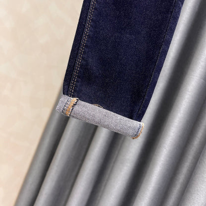Washed blue skinny jeans women's 2023 new style slim and thin simple retro high waist pencil pants long trousers