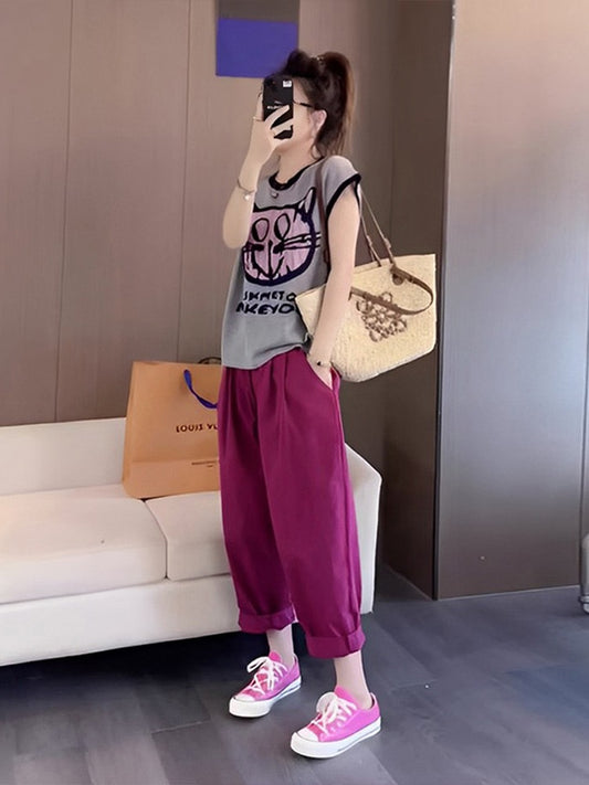 Summer clothes with a whole set of fat and thin dopamine wear and Internet celebrity fried street casual fashion suit women's style 2023