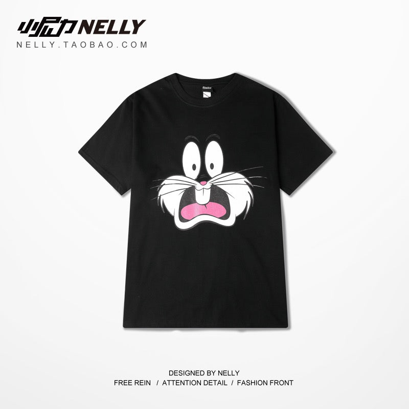 Summer new Japanese hip-hop Hong Kong casual hip-hop tide brand couple models pure cotton short-sleeved t-shirt trendy men and women tee
