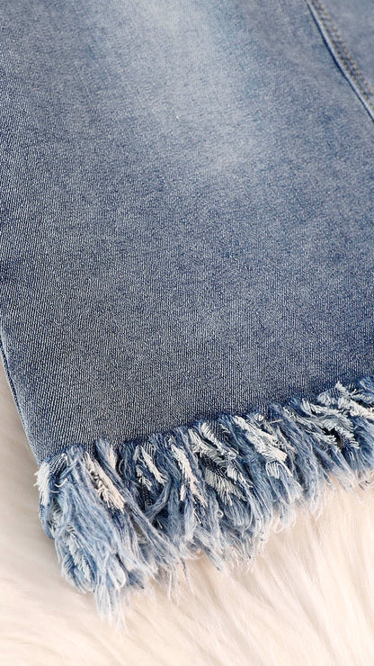 Denim skirt women's summer thin section new high waist over the knee mid-length small skirt slit bag hip skirt