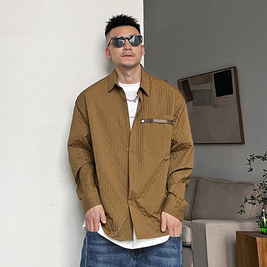 Uncle Gang Korean casual long-sleeved shirt men's loose trendy shirt spring and autumn high-quality all-match top coat