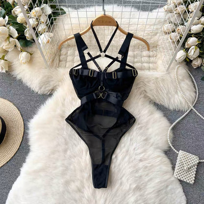 Summer sexy retro foreign style babes pure desire wind lace mesh gauze ruffles waist wrap chest sling dress