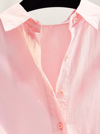 Pink embroidery literary long-sleeved cotton shirt women 2023 early autumn new Korean version loose casual shirt thin coat cardigan