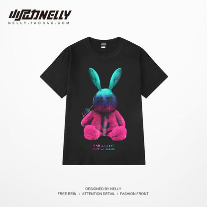 Short-sleeved men's and women's oversize tide brand t-shirt summer cotton graffiti half-sleeved loose Korean men's short-sleeved top