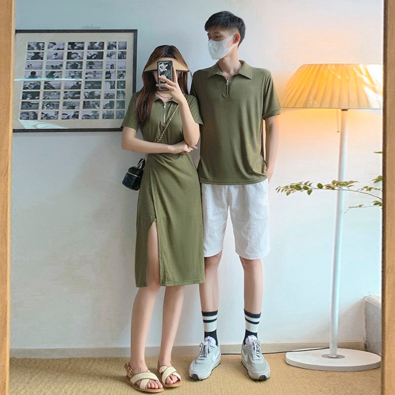 2023 new trendy design sense casual polo dress slimming summer for couples