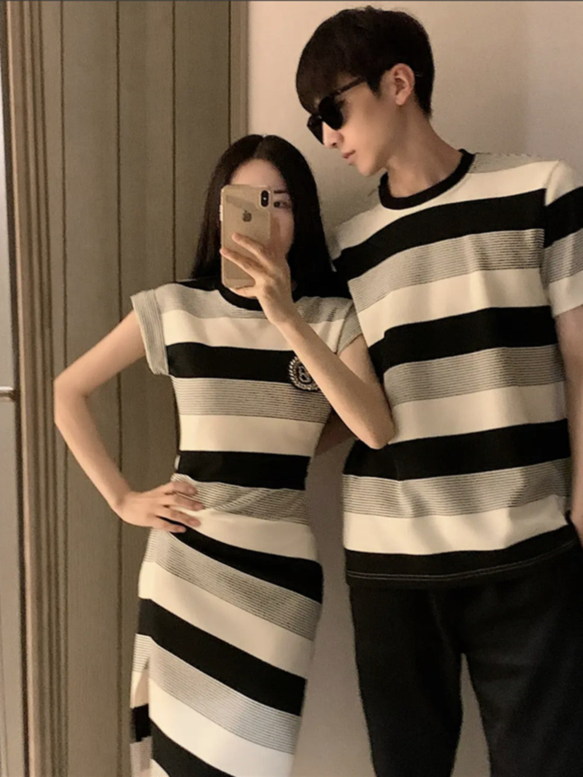 French couple dress, summer dress, one dress, one dress, you and I, length disoo, special high-end suit, summer t-shirt
