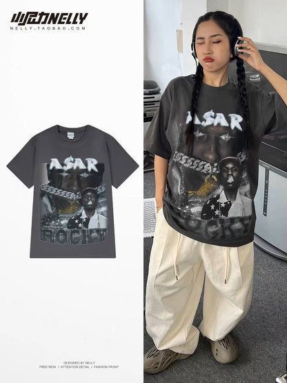 Hong Kong style five-point T-shirt men's round neck short-sleeved simple ins trendy student couple half-sleeved top loose all-match bottoming shirt
