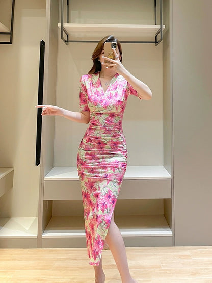 slim fit floral dress Rosesand - Spaghetti Strap Lace-Trim Floral Print Slim-Fit Maxi A-Line Dress