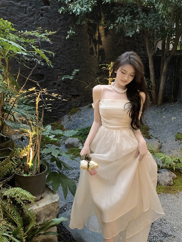 Pure desire wind waist strap dress women's summer 2023 new sexy temperament skirt high-end mid-length skirt
