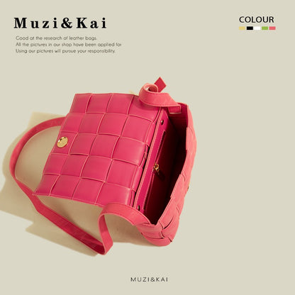 MuziKai genuine fashion woven plaid bag women's 2023 new popular all-match single shoulder Messenger small square bag