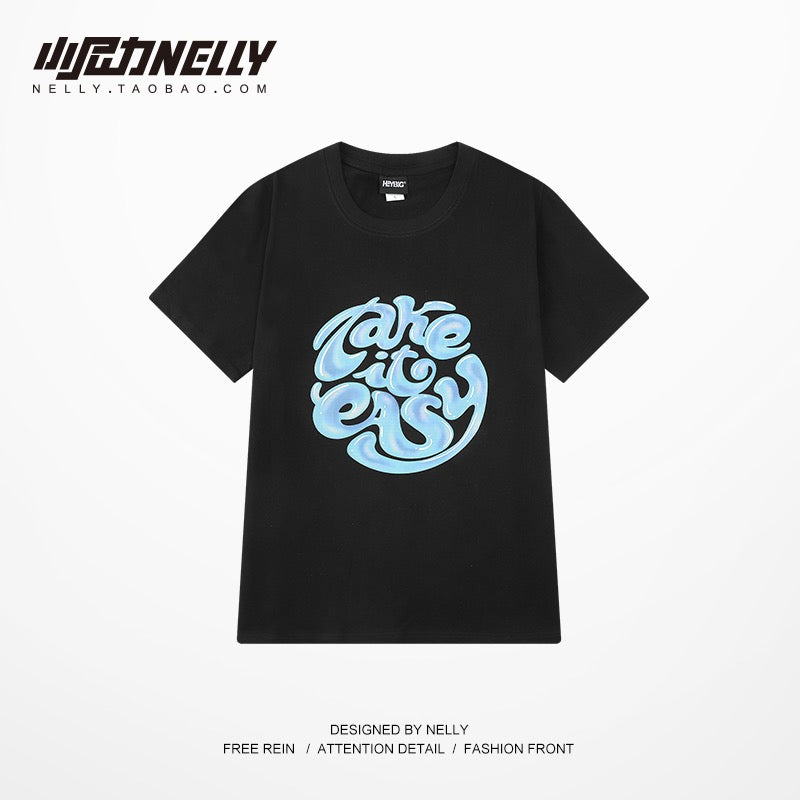 Original printed short-sleeved T-shirt boys ins tide brand clothes summer trend loose cotton half-sleeve T-shirt TEE