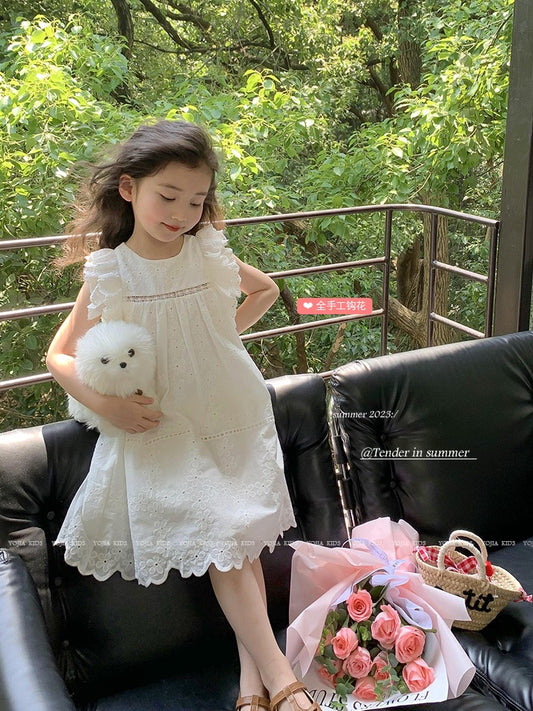 Girls summer dress 2023 new foreign style summer little girl princess dress children's clothing children's skirt vest skirt