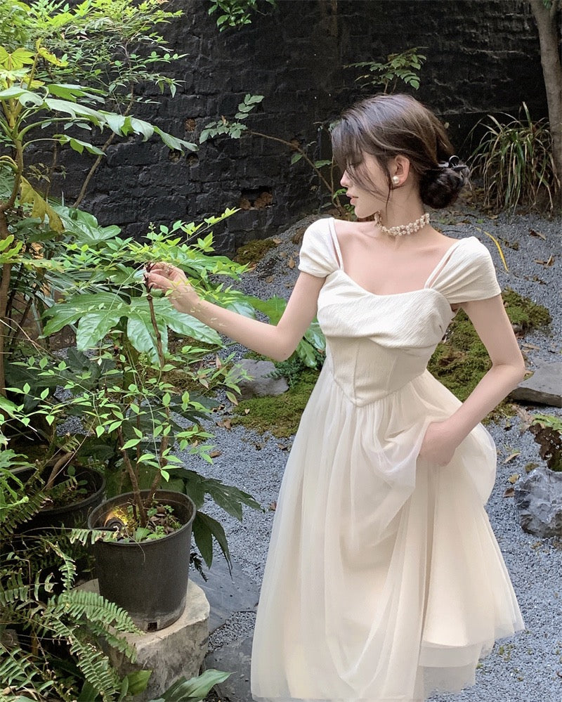 French tea break waist a-line dress fairy summer high-quality mesh dre Lee Nhi Boutique French tea break waist a-line dress fairy summer high-quality mesh dre Lee Nhi Boutique