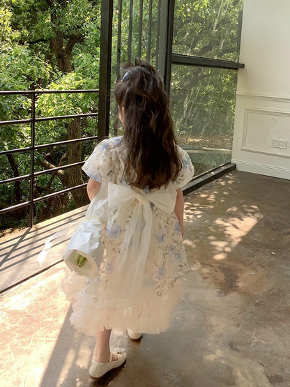 Girls summer dress 2023 new foreign style little girl birthday princess dress floral tutu skirt children's skirt