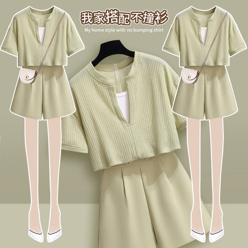 Summer suit female 2023 new small man wears a whole set of small fresh net red fashion lively and age-reducing two pieces
