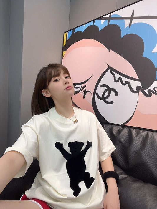 WE11DONE EASY niche fashion brand Korean bear print short-sleeved loose casual couple cotton T-shirt tee