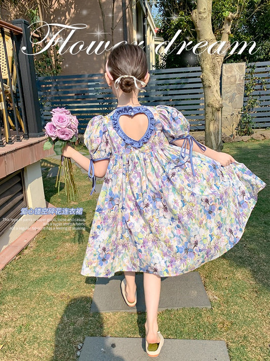 Girls dress summer dress 2023 new foreign style children's summer children's dress skirt little girl backless princess dress tide