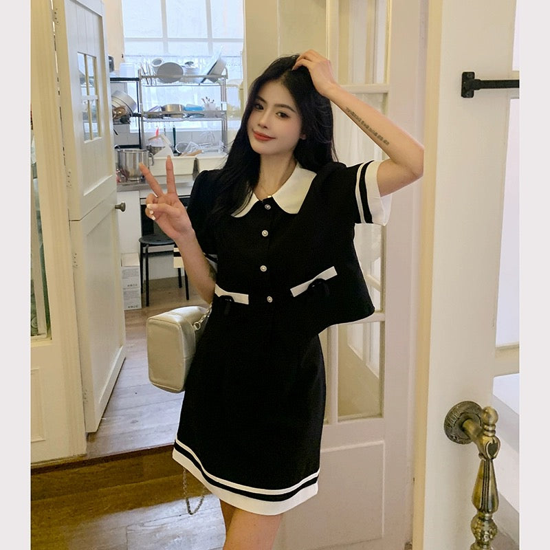 Large size women's clothing, small fragrant wind, casual skirt suit, women's summer fat MM covering meat, showing thinness, fatness and age reduction two-piece suit