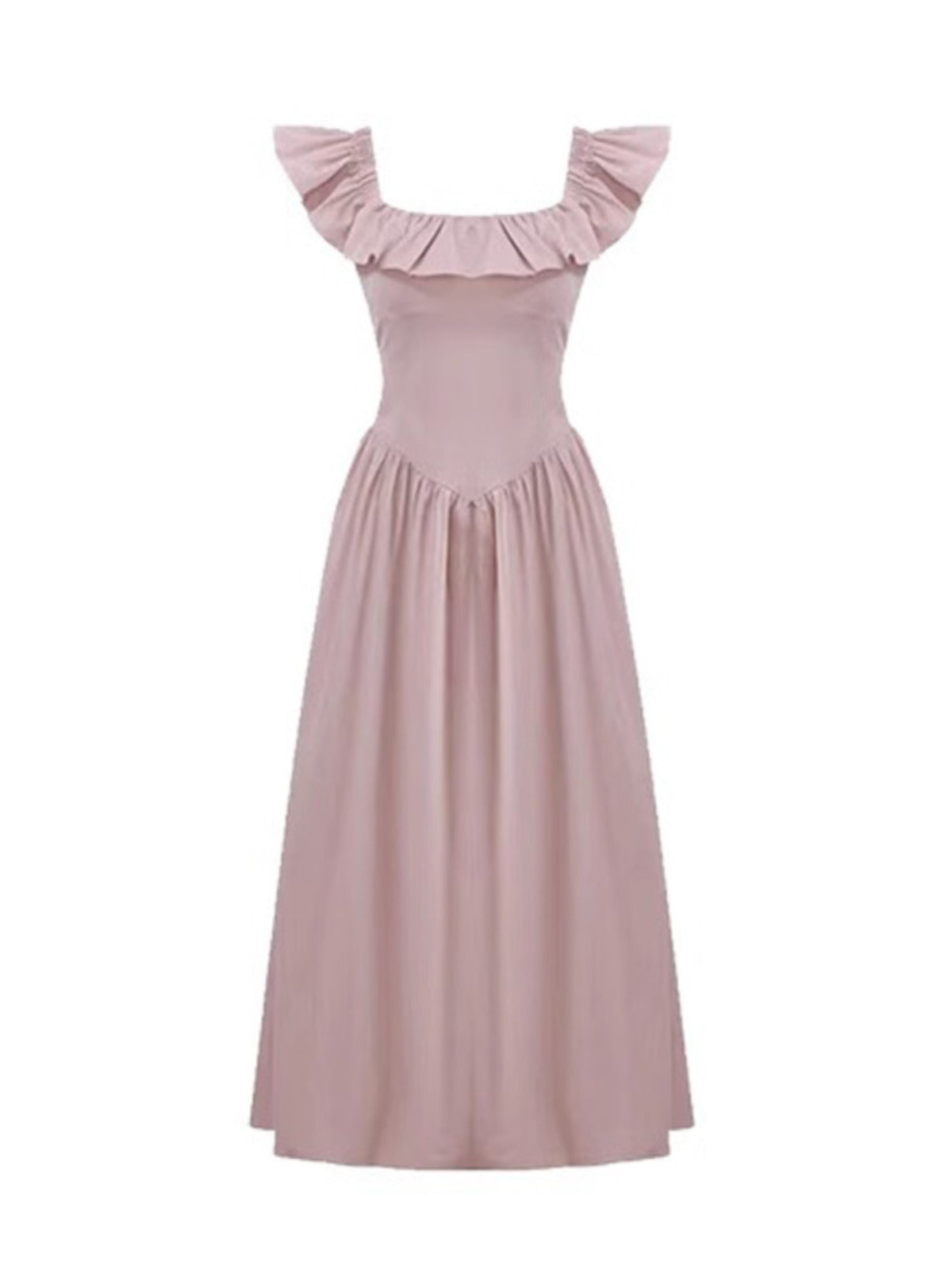 French-style small flying sleeve dress women's summer new waist slimming skirt gentle wind pink temperament long skirt goddess fan