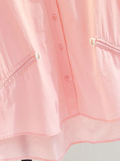 Pink short-sleeved age-reducing doll shirt female 2023 summer new Korean version loose casual shirt top comfortable shirt