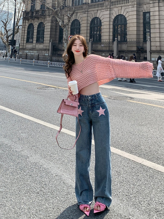 GUOGUOWOMEN Guoguojia jeans women's 2023 spring high waist loose mopping straight-leg pants wide-leg pants trousers