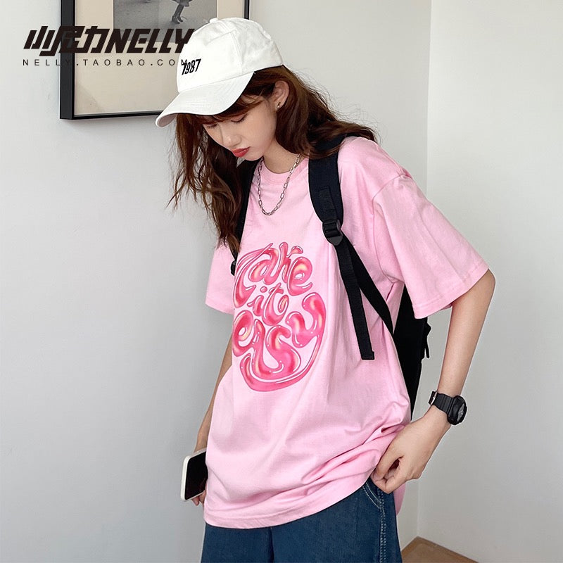 Original printed short-sleeved T-shirt boys ins tide brand clothes summer trend loose cotton half-sleeve T-shirt TEE