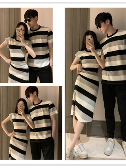 French couple dress, summer dress, one dress, one dress, you and I, length disoo, special high-end suit, summer t-shirt