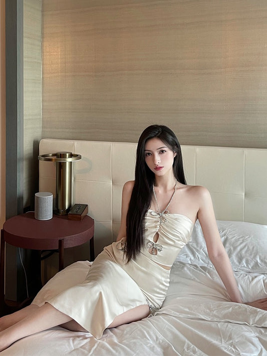 For Fay early spring sexy suspender skirt two-piece female niche design diamond chain high-end temperament suit skirt
