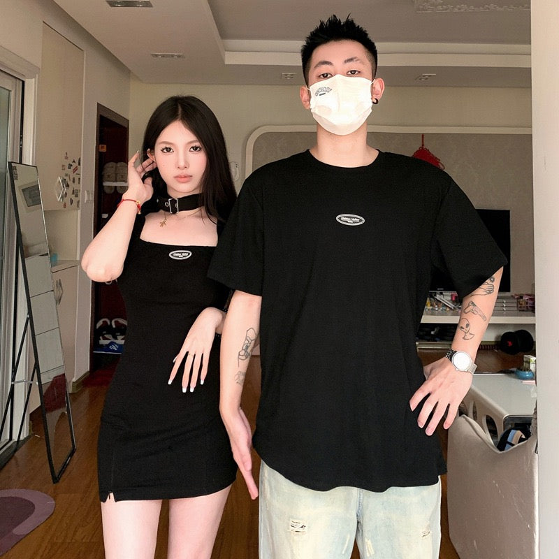 French couple outfit summer niche design sense one dress one skirt 2023 new spring high-end suit short-sleeved T-shirt