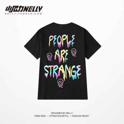 Oversize printed short-sleeved trendy men and women loose ins cotton T-shirt youth retro student couple tops T-shirt