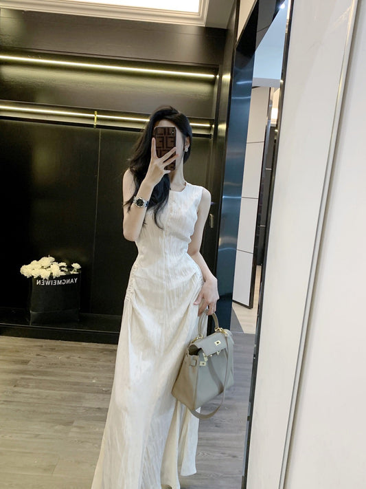 Leathercat suspender dress summer new women's 2023 high-end sense of self-cultivation bag hip slim temperament long skirt