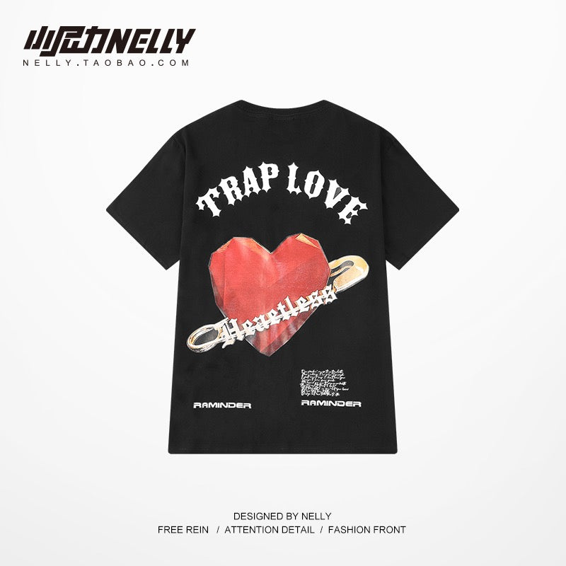Retro T-shirt men's short-sleeved loose tide brand handsome ins half-sleeved T-shirt men's summer chic trendy top bf style