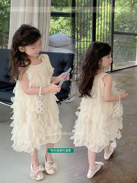Girls' dress summer dress 2023 new foreign style skirt children's net red princess dress little girl sleeveless sundress