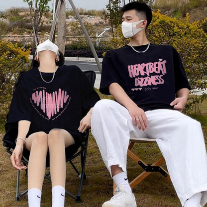roora couple wear summer short-sleeved 2023 new disoo clothes are particularly different net red t-shirt high-end sense