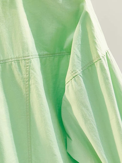 Fruit green back slit casual shirt women 2023 early autumn new Korean version loose all-match single-pocket shirt cardigan
