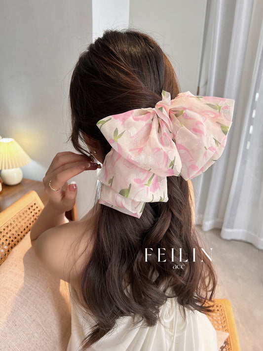 Broken flower clip bowknot hair accessories headdress high-end hair clip Mori fairy beauty spring clip ponytail clip hairpin female summer