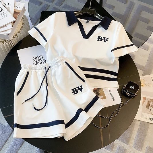 Shorts suit women's casual sports 2023 summer new Korean version loose and thin fashion foreign style fashionable two-piece suit