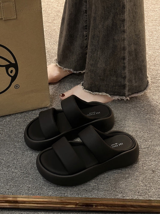 Thick-soled black slippers women's outerwear summer 2023 new high-end fashion all-match flip flops women's casual sandals