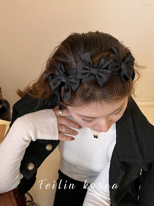 Korean style bowknot hair accessories headband black hairpin headband women's spring and summer 2023 net red new all-match going out