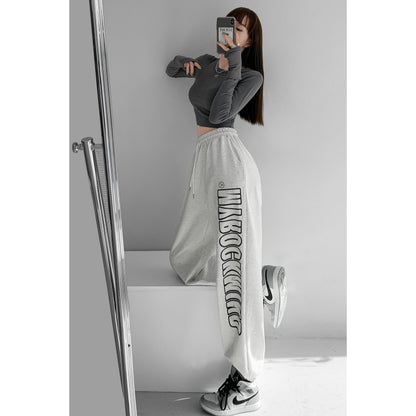 American street style letter gray sweatpants ins trendy hip-hop loose leg pants spring and autumn slim high street pants