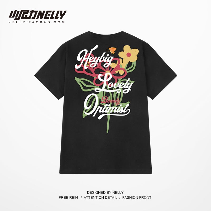 Graffiti oversize short-sleeved men's and women's trendy brand loose half-sleeved T-shirt summer ruffian handsome hip-hop top men's t-shirt
