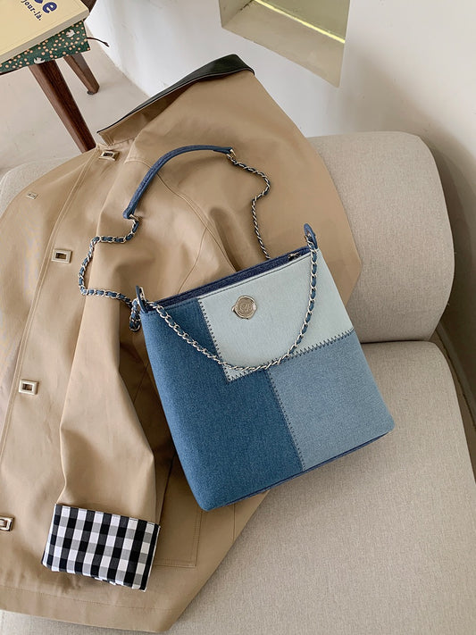 Micocah "Wandering Cowboy" Bag Denim Tote Bag Large Capacity Commuter Bag One Shoulder Messenger Bag Female