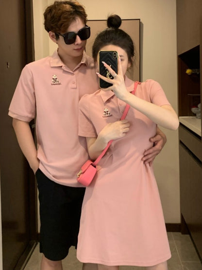 2023 new summer ins net red American style casual sports style polo dress tide for couples