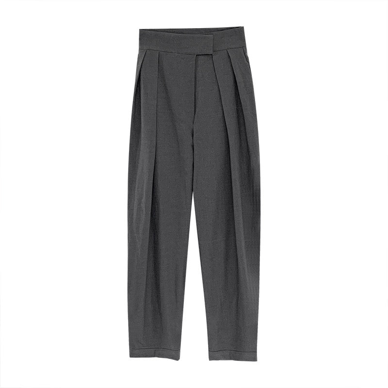 Spring and Autumn Velcro Draping Suit Pants Design Pressed Pleated Loose Straight Mopping Trousers Casual Wide-leg Pants Women